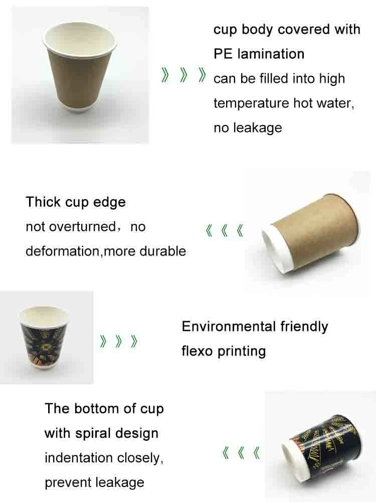 Compostable Ripple Double Wall Paper Coffee Cup with Lids