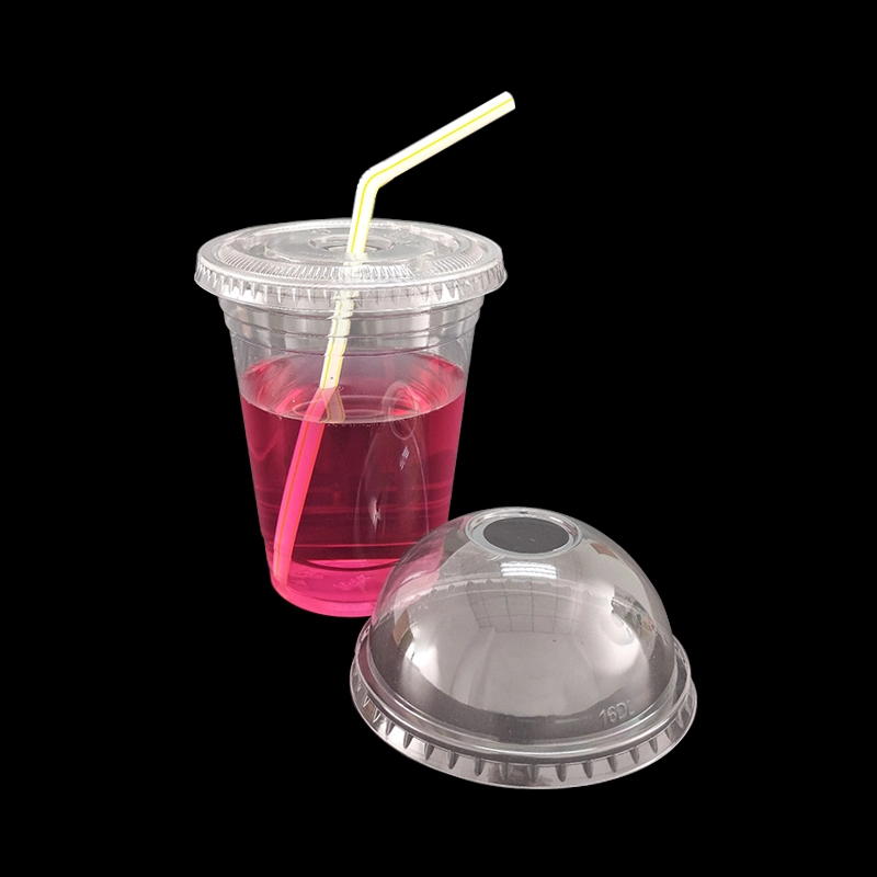 16oz 473ml 98mm Top Diameter High Transparency Clear Color Cold Drinking Pet Cups with Dome Lid or Flat Lid