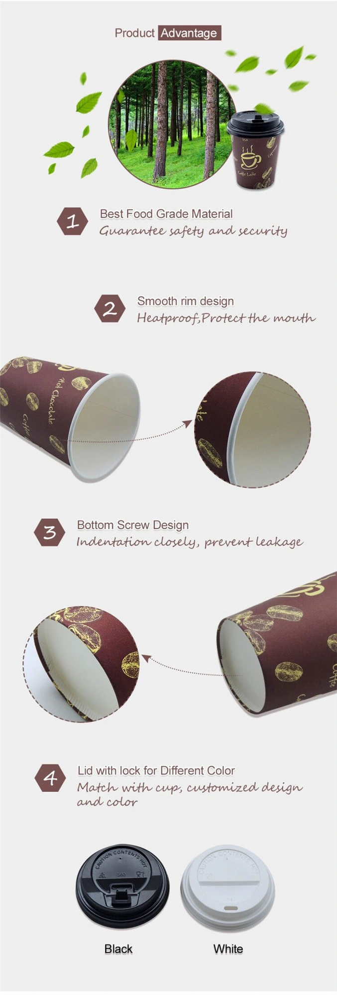 Compostable Disposable Paper Cup Biodegradable Single Wall Cup Color Printed Customize Coffee Paper Cup