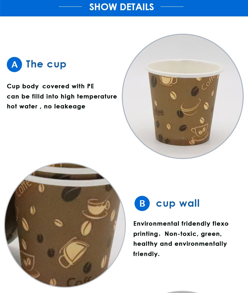 PLA Degradable Compostable Single Wall/Ripple Wall Paper Cup