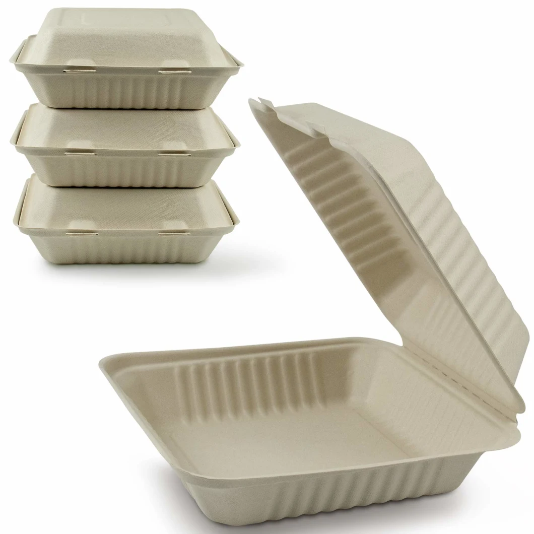 Bagasse Box Biodegradable Custom Food Takeout Containers Chinese Black Chicken Food Ramen Noodle PP Lid Paper Takeout Box