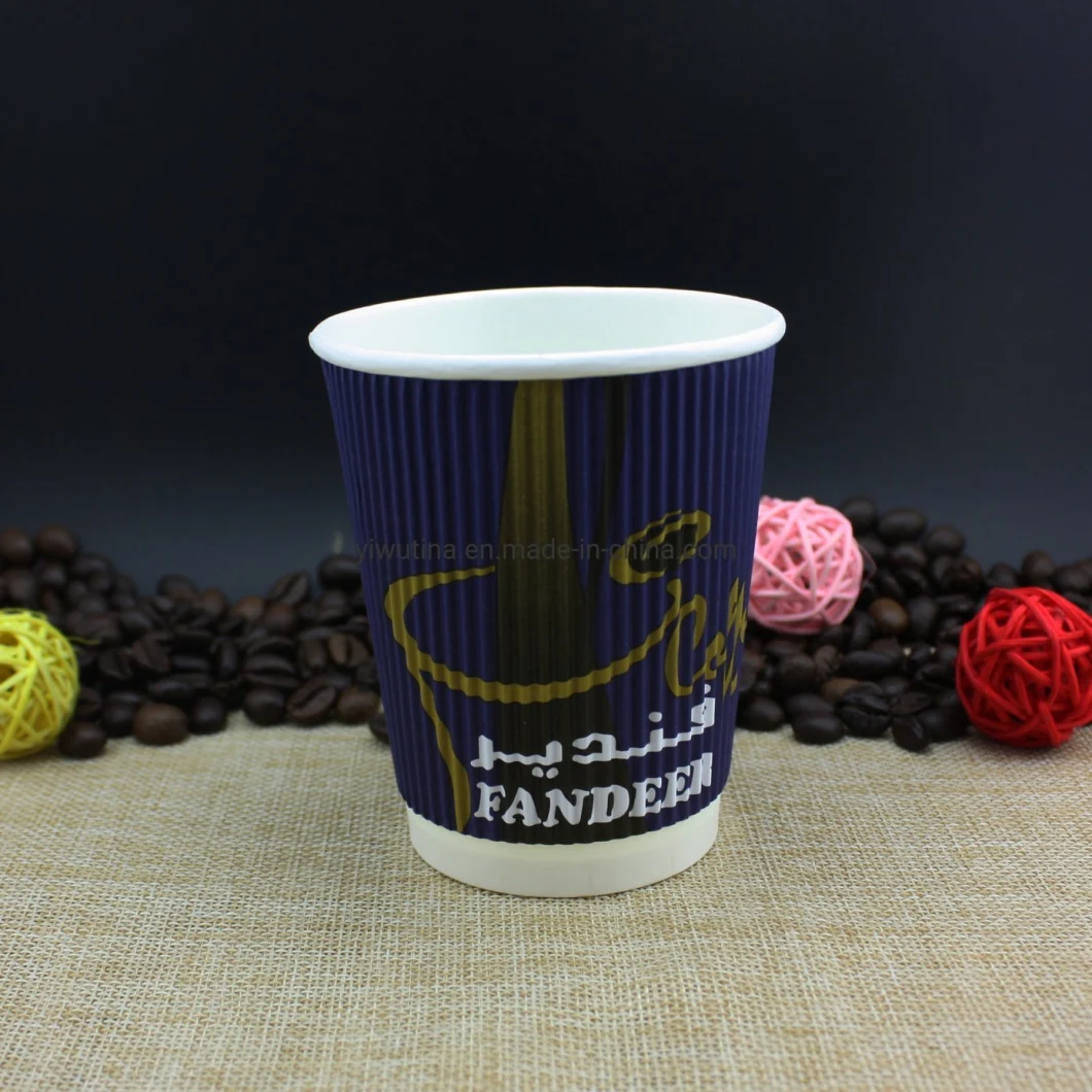 Custom Printed Compostable PLA Double Wall Hot Paper Cup Insulated with Printing