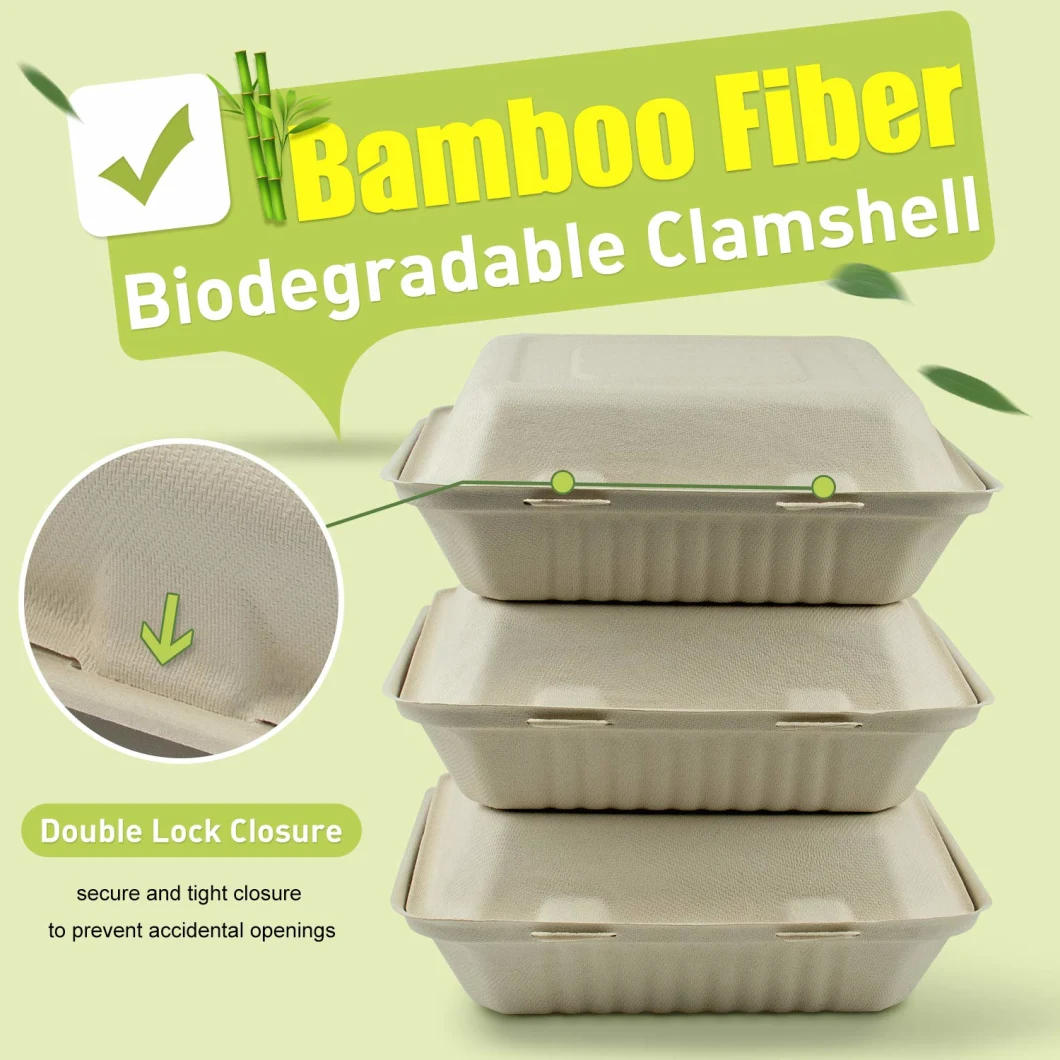Bagasse Box Biodegradable Custom Food Takeout Containers Chinese Black Chicken Food Ramen Noodle PP Lid Paper Takeout Box