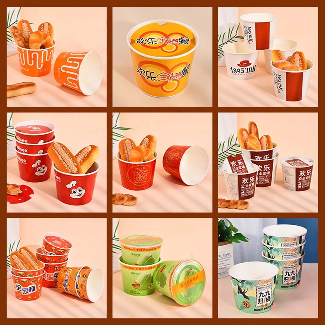 Popcorn Bucket Disposable Popcorn Cup Thickened Cinema Fried Chicken Snacks Jumbo Paper Cup Bucket Commercial Wholesale