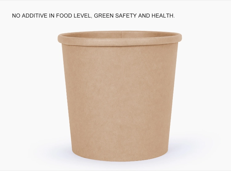 Hot Soup Bucket Fast Food Eco- Friendly Materials Brown Kraft Paper Bucket