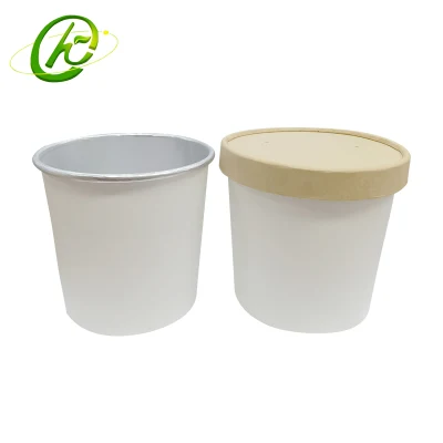 Tasses jetables de papier d'aluminium de bol de papier imprimé par logo fait sur commande pour la soupe