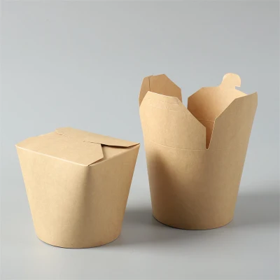 Boîte de nouilles en papier à fond rond à emporter de 26 oz/32 oz