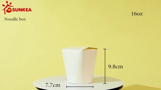 Emballage jetable à emporter Boîte de nouilles en papier de qualité alimentaire Kraft Boîte de nourriture chinoise à base ronde