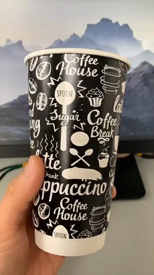 Tasse en papier à café chaud jetable à double paroi à paroi simple avec logo imprimé personnalisé pour le café, les boissons chaudes et froides