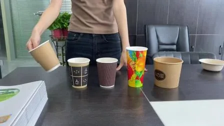 Tasse à café en papier à double paroi ondulée compostable avec couvercles