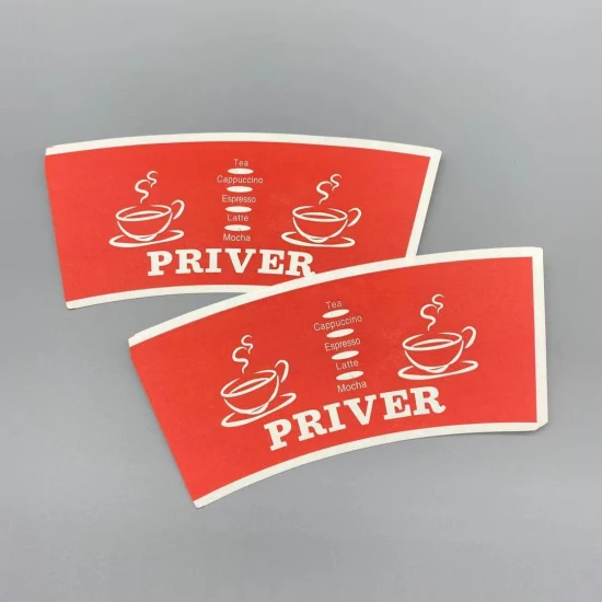Ventilateurs de gobelets en papier enduits de PE d'impression de logo personnalisé les moins chers