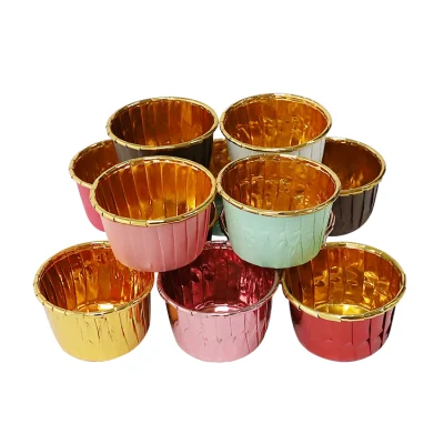 Taille standard 50 pièces ensemble plusieurs couleurs papier d'aluminium sulfurisé cuisson Muffin Cupcake Liner tasses