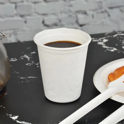 Bagasse compostable jetable simple Double paroi personnalisé pâte de canne à sucre café papier tasses emballage tasses Bagasse tasse à café