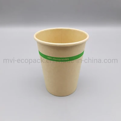 Gobelet en papier jetable 100% compostable 8 oz en fibre de bambou revêtement à base d'eau gobelet en papier à paroi unique
