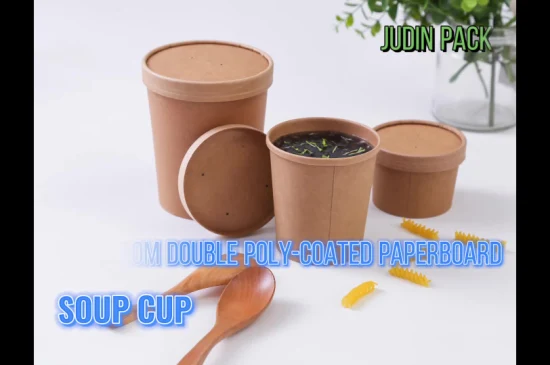 Tasse à soupe en papier par papier kraft blanc personnalisé PLA/PE biodégradable