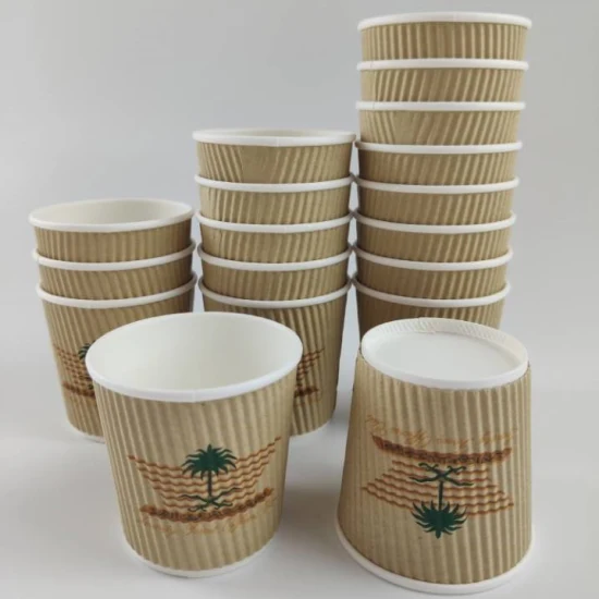 Vente en gros Eco Friendly 100% compostable PLA Coating Jetable Double Wall Hot Coffee and Tea Paper Cups